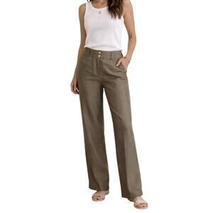Cambio Macey Silk Trouser Wide Leg Pant Brown Size 8